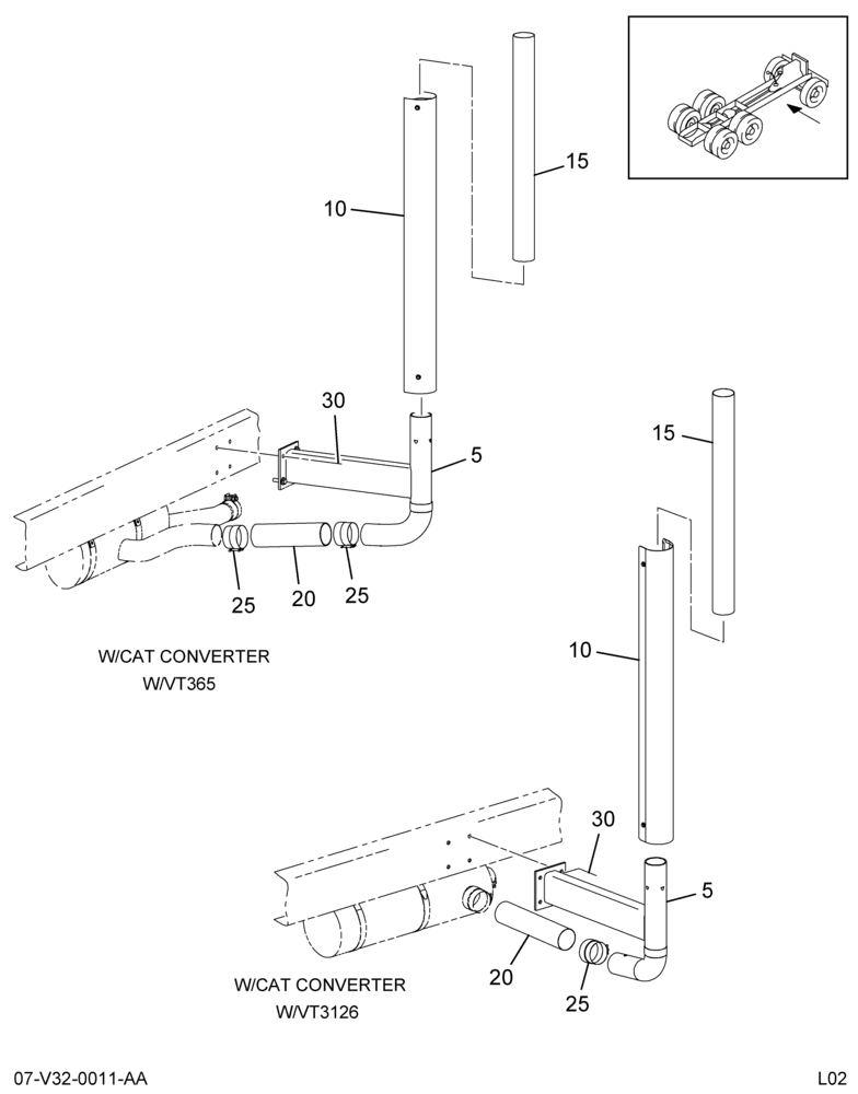 EXHAUST SYSTEM INSTL; VERT TAILPIPE, W/SUPPORT, RSM EXHAUST
