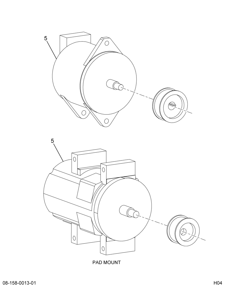 ALTERNATOR INSTL; PAD MOUNT
