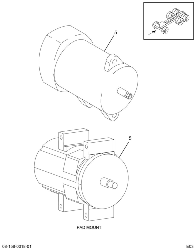 ALTERNATOR INSTL; PAD MOUNT