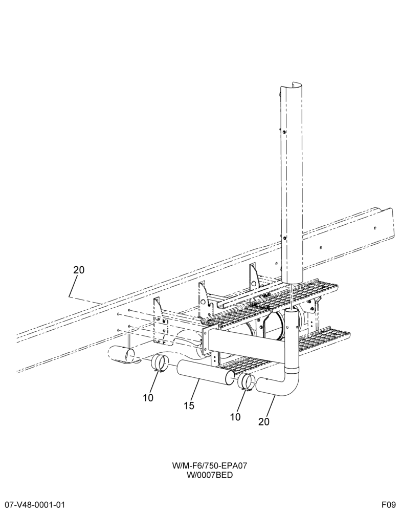 EXH SYSTEM INSTL; VERT TAIL PIPE, W/ STANCHION