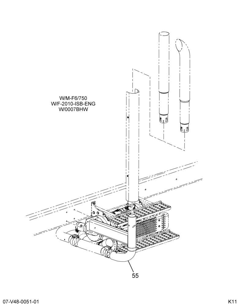 EXH SYSTEM INSTL; W/VERTICAL STANCHION