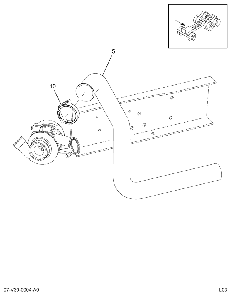 TURBO PIPE INSTL; V8 ENG
