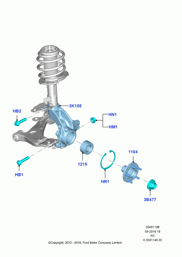 10B - Front Knuckle and Hub, (+)"CDN/PR/USA"; 30/SEP/2013