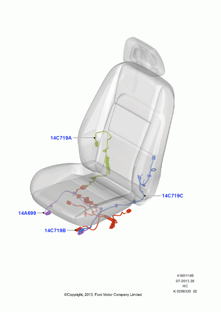 14B - Wiring - Seats, (+)"CDN/PR/USA"; 30/SEP/2013