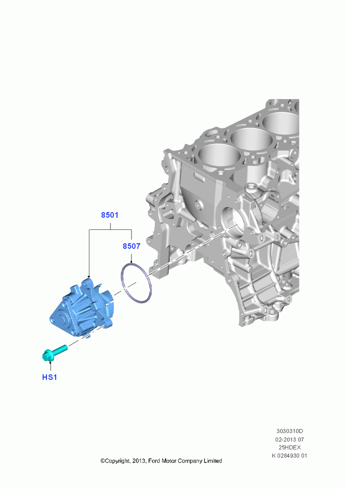 10D - Water Pump, 2.5L Duratec (110kW/150PS), (+)"CDN/PR/USA"; 30/SEP/2013