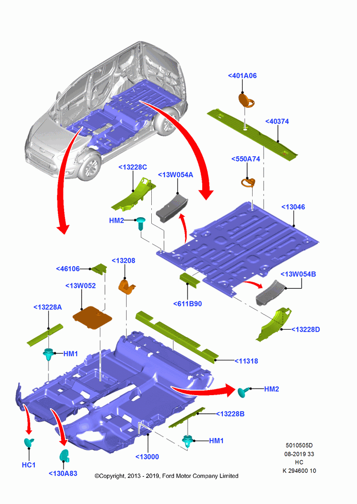 05D - Floor Trim, Series 500V/510V, LWB Van, SWB Van, All Kombi; 30/SEP/2013