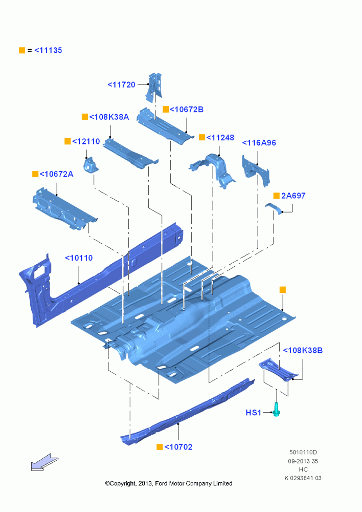 10D - Floor Pan - Front, (+)"CDN/PR/USA", All LWB Body Style; 30/SEP/2013