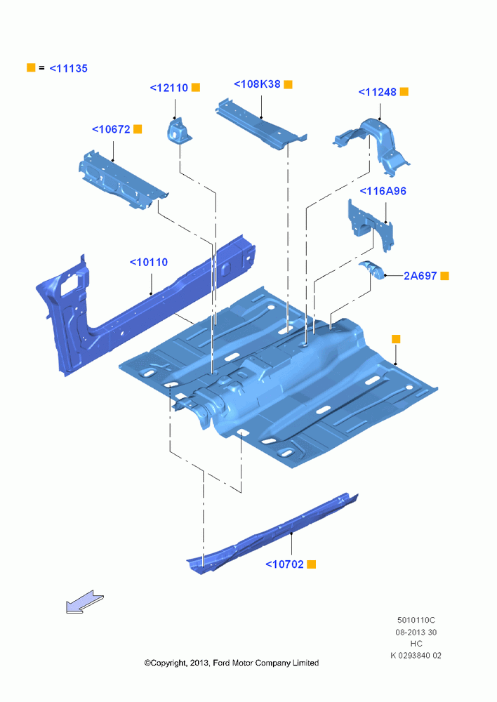 10C - Floor Pan - Front, (+)"CDN/PR/USA", All SWB Body Style; 30/SEP/2013