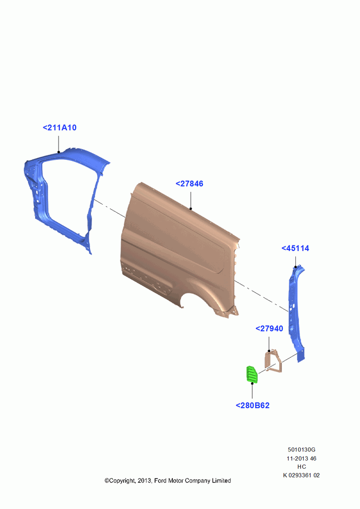 30G - Side Panels - Outer, With Kerbside Side Load Doors, (+)"CDN/PR/USA", All LWB Body Style, Non Sliding Door Side; 30/SEP/2013