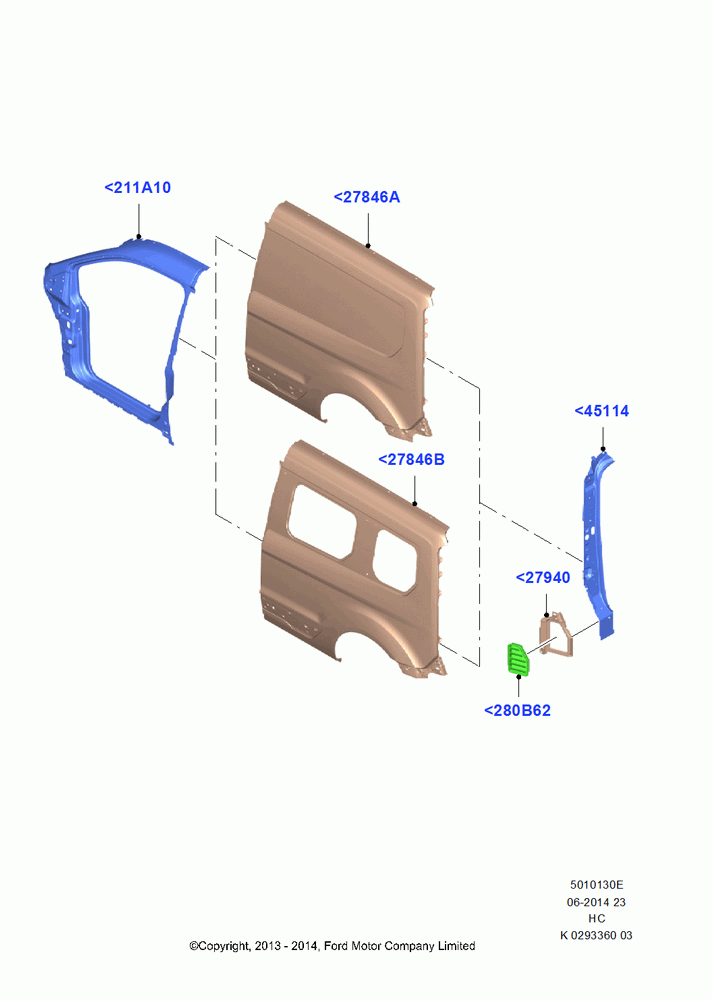 30E - Side Panels - Outer, (+)"CDN/PR/USA", All SWB Body Style, Non Sliding Door Side; 30/SEP/2013