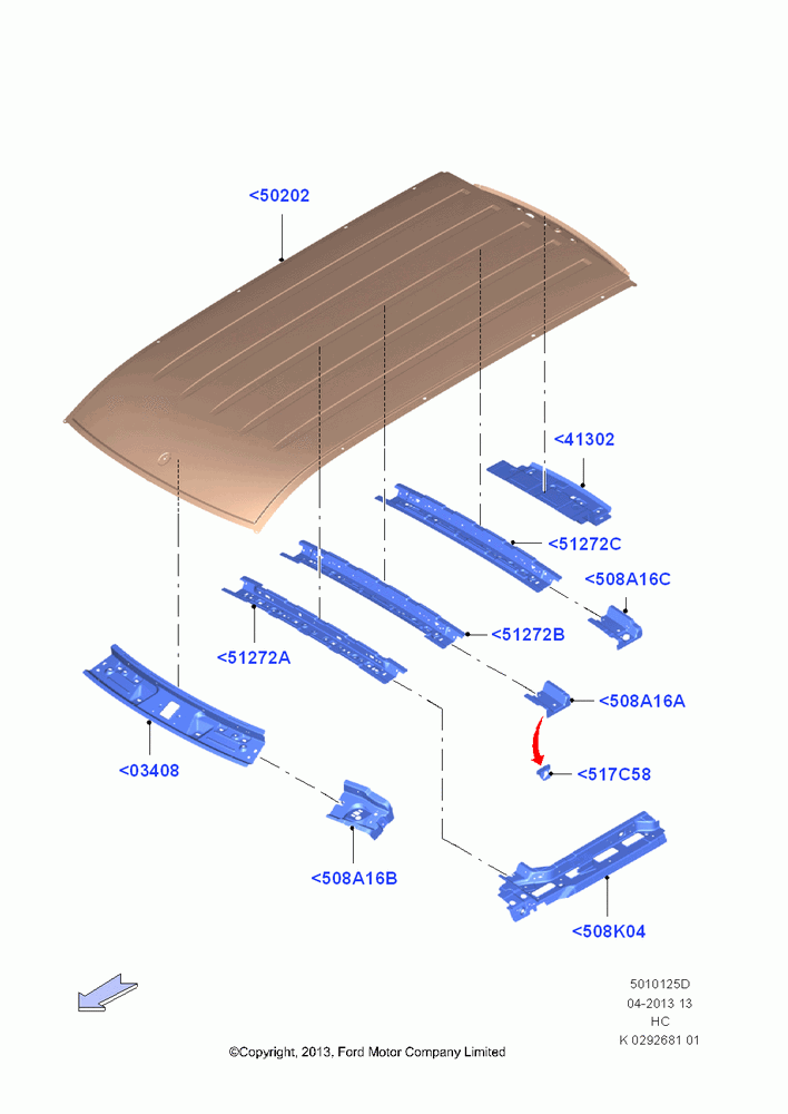 25D - Roof - Sheet Metal, Less Roof Line Conversion, (+)"CDN/PR/USA", All LWB Body Style; 30/SEP/2013