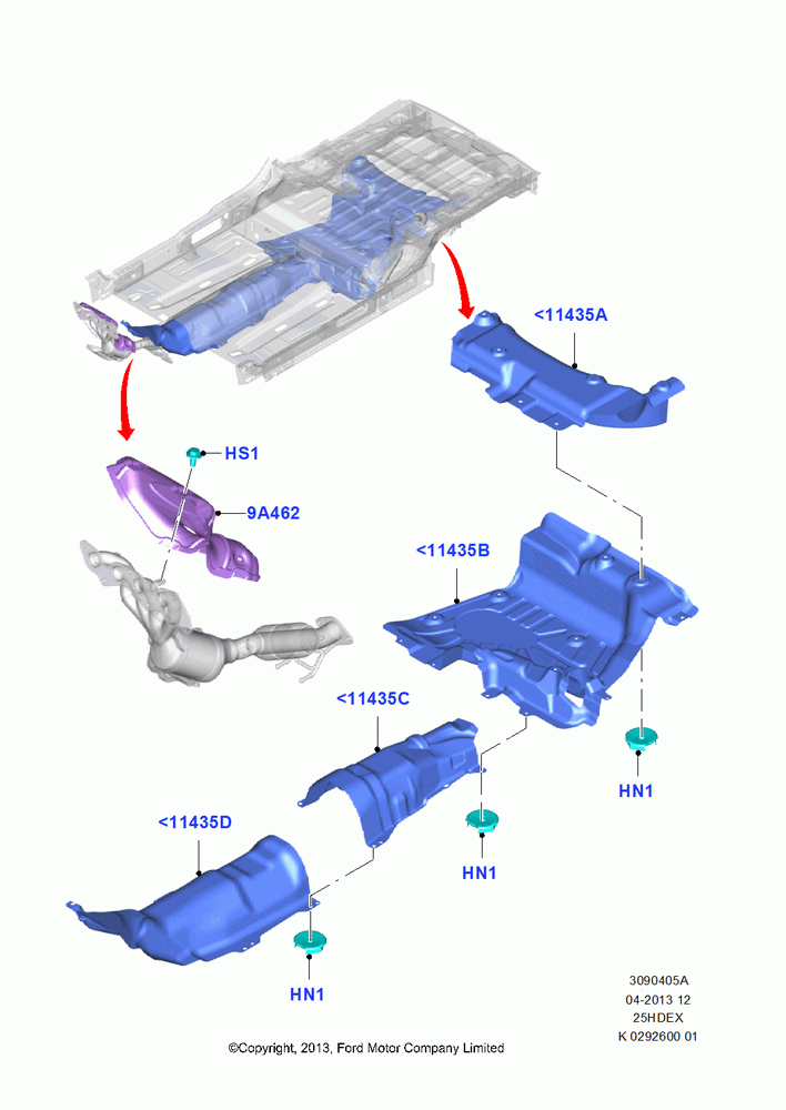 05A - Heat Shields - Exhaust System, 2.5L Duratec (110kW/150PS), (+)"CDN/PR/USA"; 30/SEP/2013