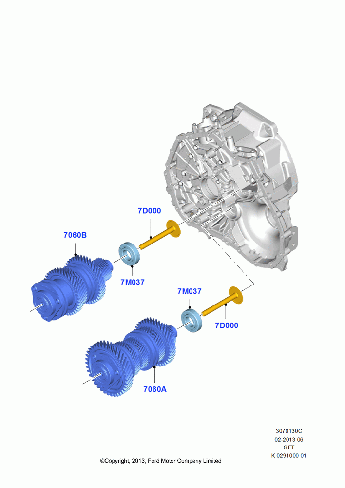 Output Shaft, Gear Sets & Bearings, 6 Speed Auto Trans GFT DPS6