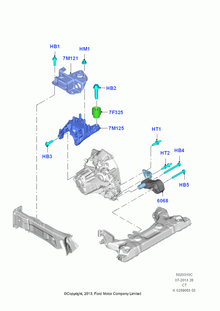 10C - Transmission Mounting, 6 Speed Manual Trans - B6; 24/JUN/2013-01/AUG/2019