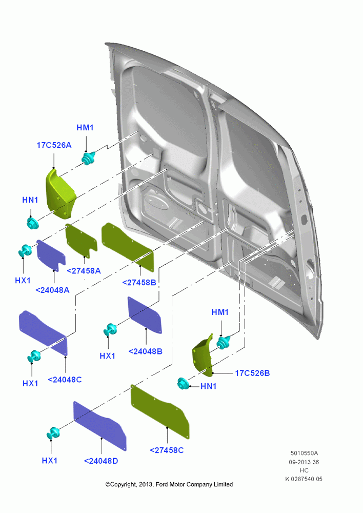 50A - Back Door/Tailgate Trim Panels, With Hinged Rear Loading Doors; 30/SEP/2013