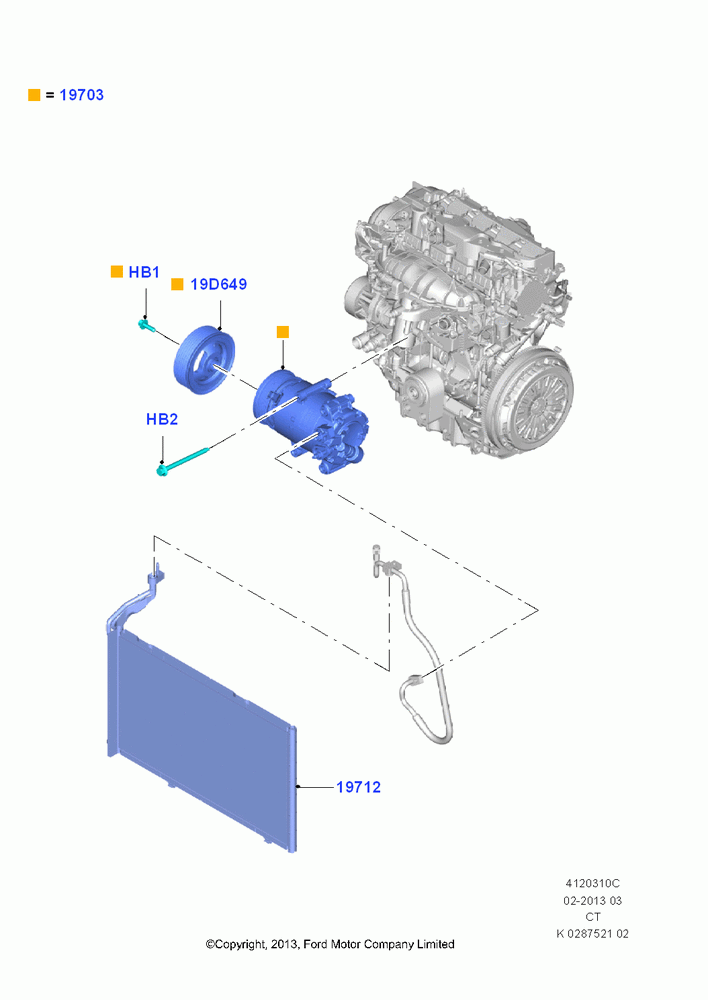 10C - Air Conditioning Condensr/Compressr, 1.6L EcoBoost SCTi 160/182PS-Sigma, With Air Conditioning; 24/JUN/2013-01/AUG/2019