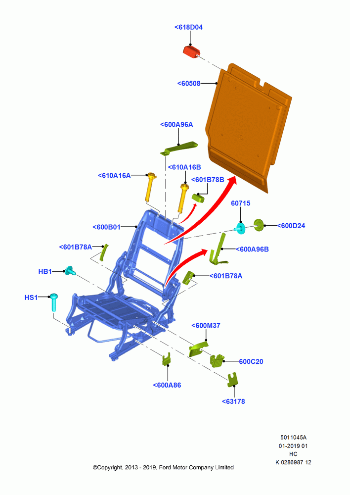 45A - Rear Seat Frame, Third Row Dual Individual Seat; 30/SEP/2013