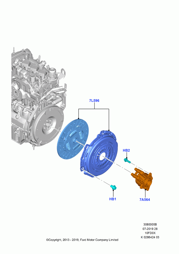 05B - Clutch, 1.0L EcoBoost 120PS/125PS/140PS, Manual Transmission; 29/APR/2013-01/AUG/2019