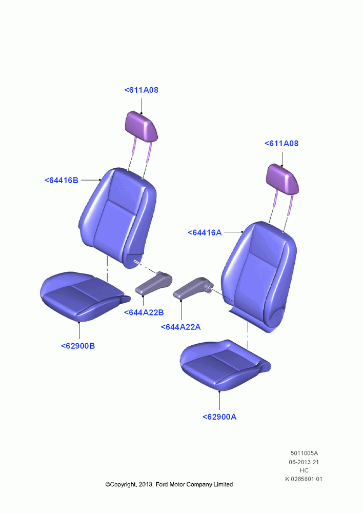 05A - Front Seat Covers, With Low Back Front Seats, With Single Seat - Driver Only; 30/SEP/2013-28/MAY/2018