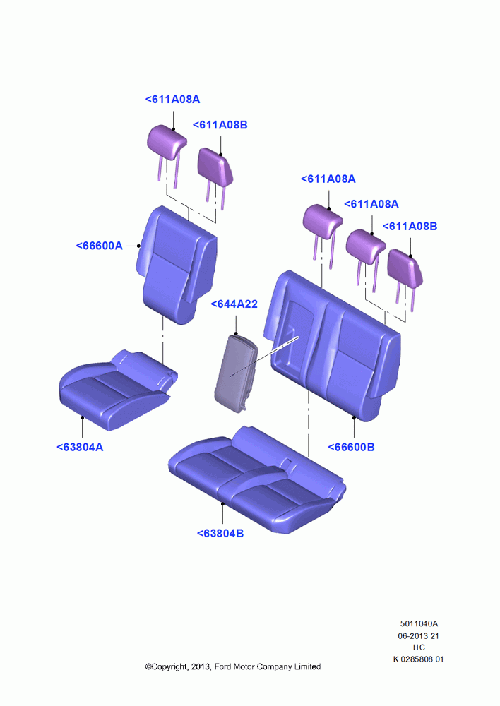 40A - Rear Seat Covers, 2nd Row 60/40 (3 P) Folding Seat; 30/SEP/2013-28/MAY/2018