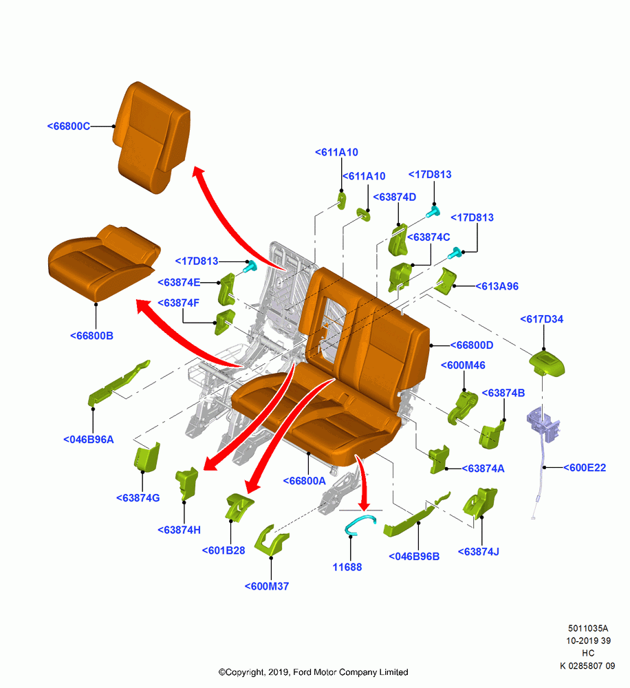35A - Rear Seat Pads/Valances & Heating, 2nd Row 60/40 (3 P) Folding Seat; 30/SEP/2013