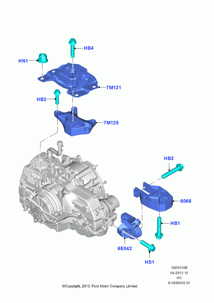 10B - Transmission Mounting, 6 Speed Auto Trans 6F Mid-Range; 30/SEP/2013