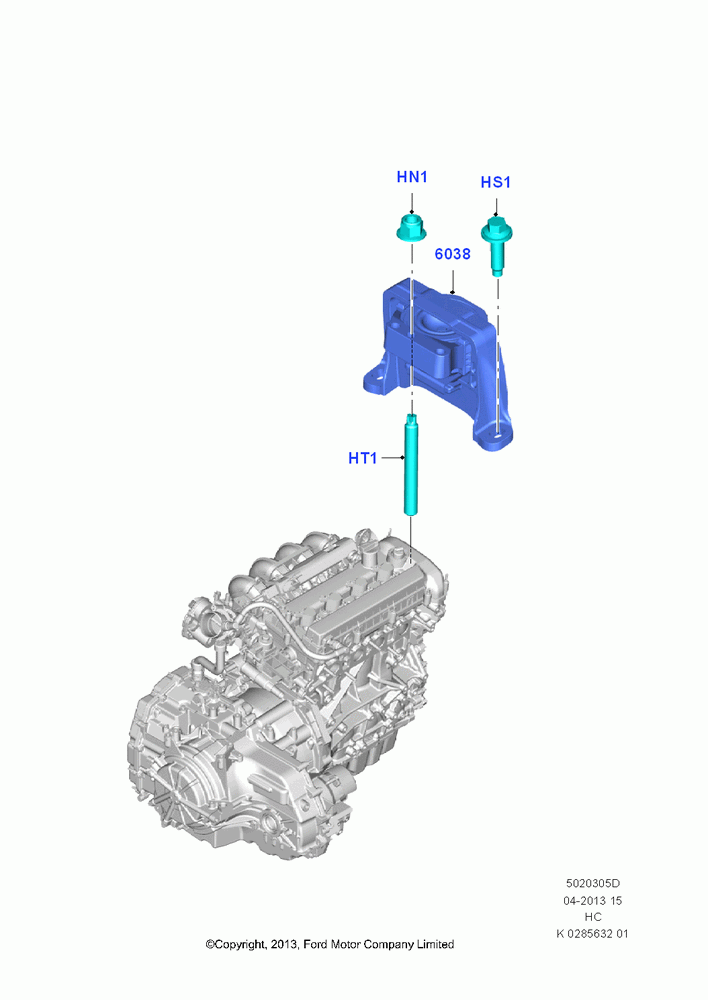 05D - Engine Mounting, 2.5L Duratec (110kW/150PS); 30/SEP/2013