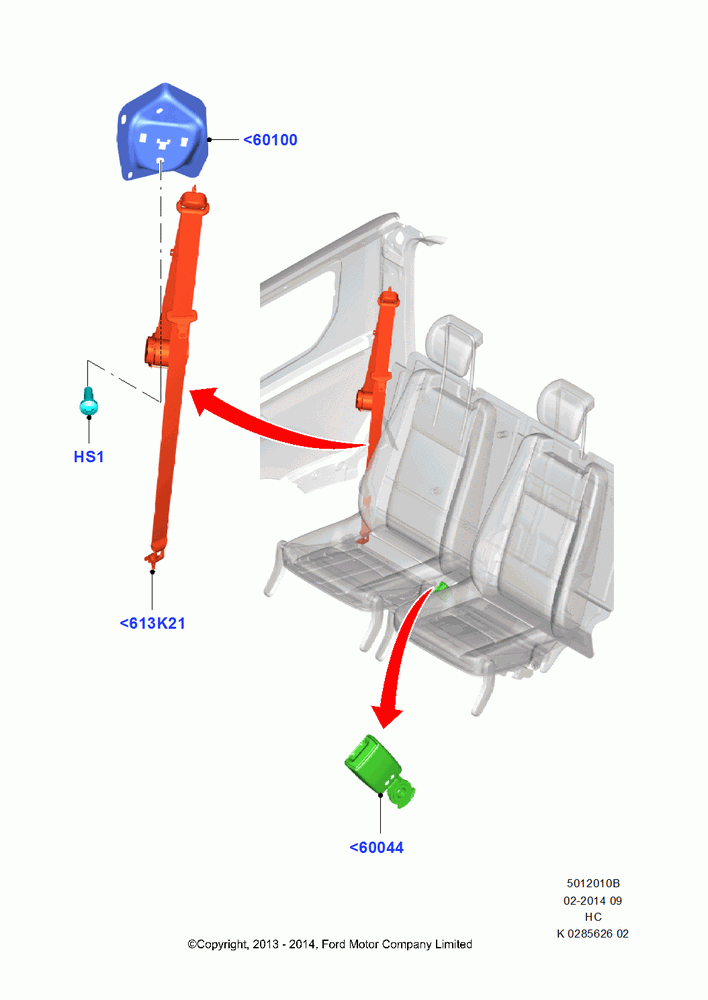 10B - Rear Seat Belts, Third Row Dual Individual Seat; 30/SEP/2013