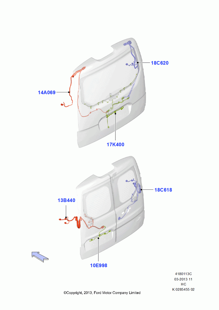 13C - Wiring - Body Closures, Rear Doors; 30/SEP/2013-28/MAY/2018
