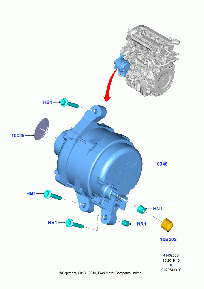 05D - Alternator and Mountings, 2.5L Duratec (110kW/150PS), (+)"CDN/PR/USA"; 30/SEP/2013
