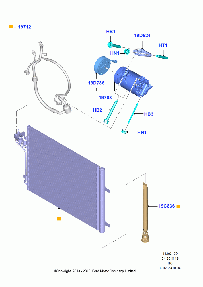 10D - Air Conditioning Condensr/Compressr, 2.5L Duratec (110kW/150PS), With Air Conditioning; 30/SEP/2013-28/MAY/2018
