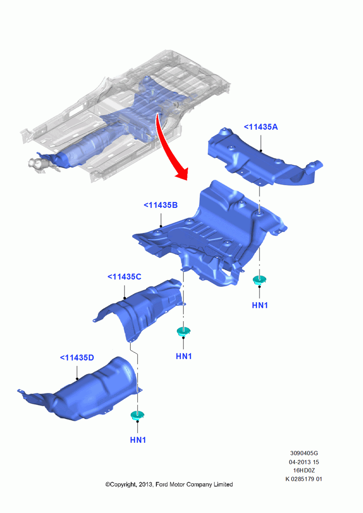 05G - Heat Shields - Exhaust System, 1.6L EcoBoost SCTi 160/182PS-Sigma, (+)"CDN/PR/USA"; 04/NOV/2013