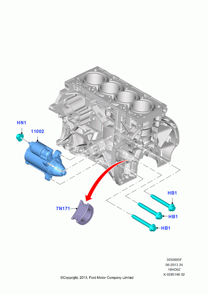 05F - Starter Motor, 1.6L EcoBoost SCTi 160/182PS-Sigma, (+)"CDN/PR/USA"; 04/NOV/2013