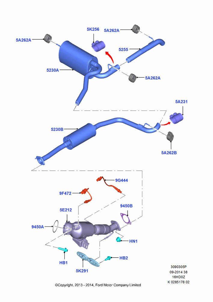 05P - Exhaust System, 1.6L EcoBoost SCTi 160/182PS-Sigma, (+)"CDN/PR/USA"; 04/NOV/2013