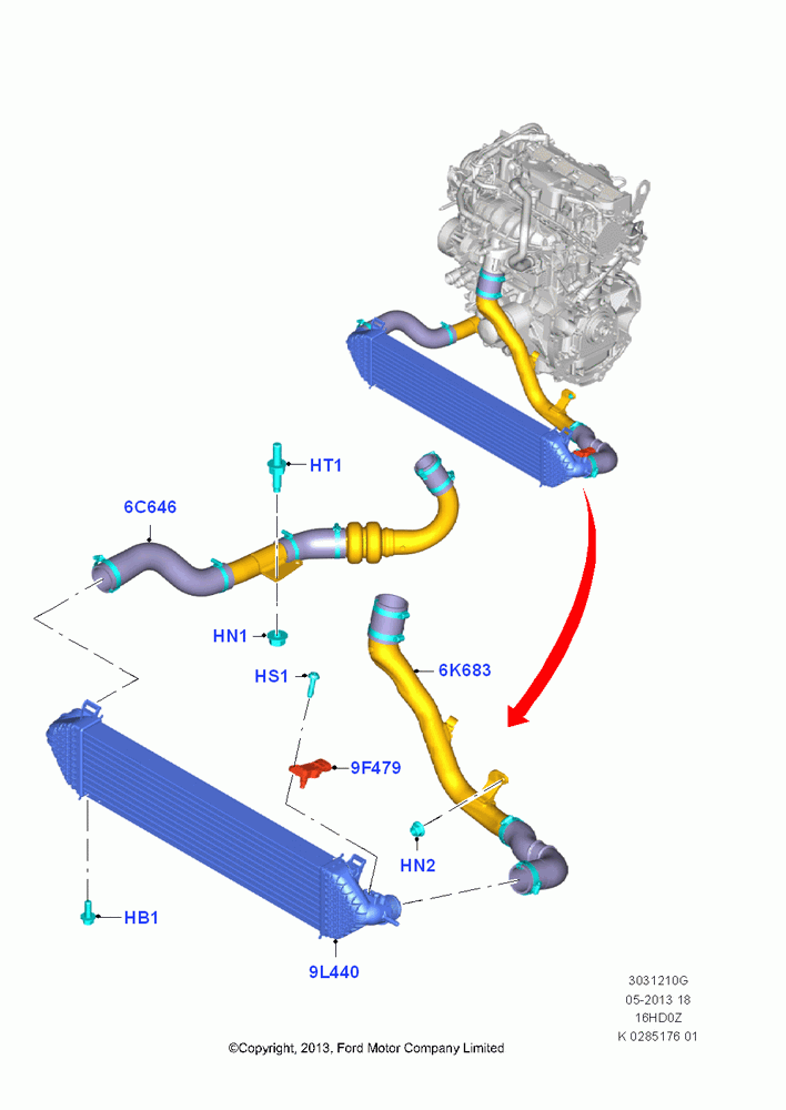 10G - Intercooler/Air Ducts and Hoses, 1.6L EcoBoost SCTi 160/182PS-Sigma, (+)"CDN/PR/USA"; 04/NOV/2013
