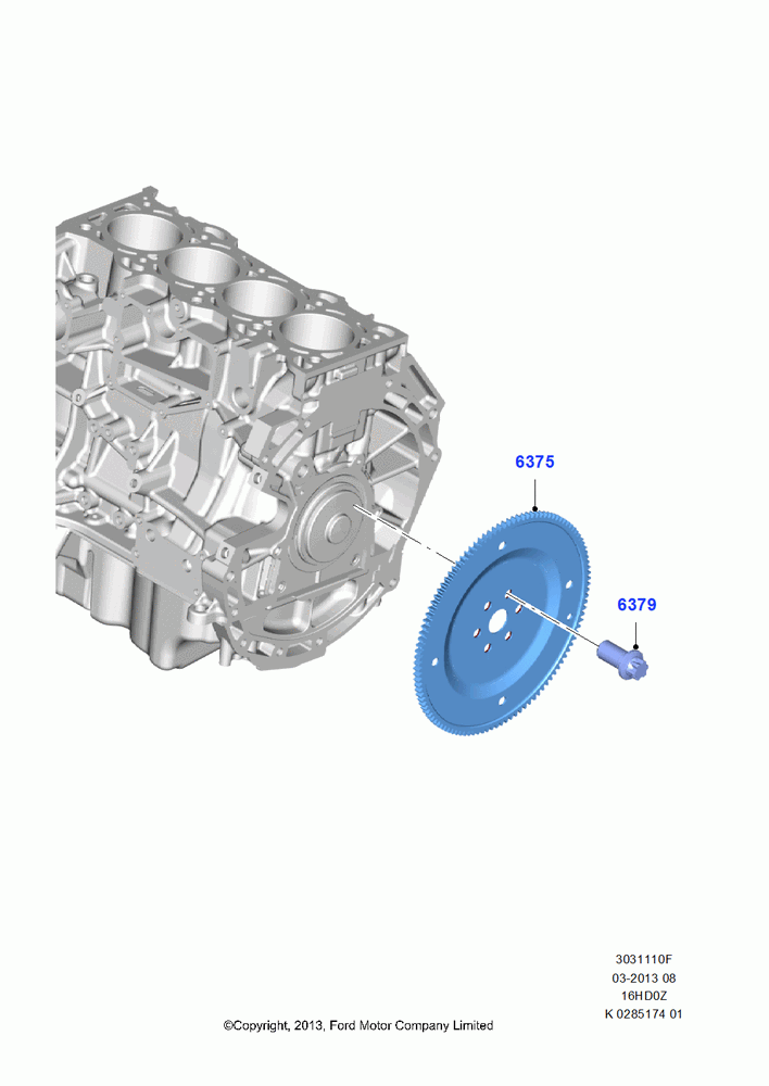 10F - Flywheel, 1.6L EcoBoost SCTi 160/182PS-Sigma, (+)"CDN/PR/USA"; 04/NOV/2013