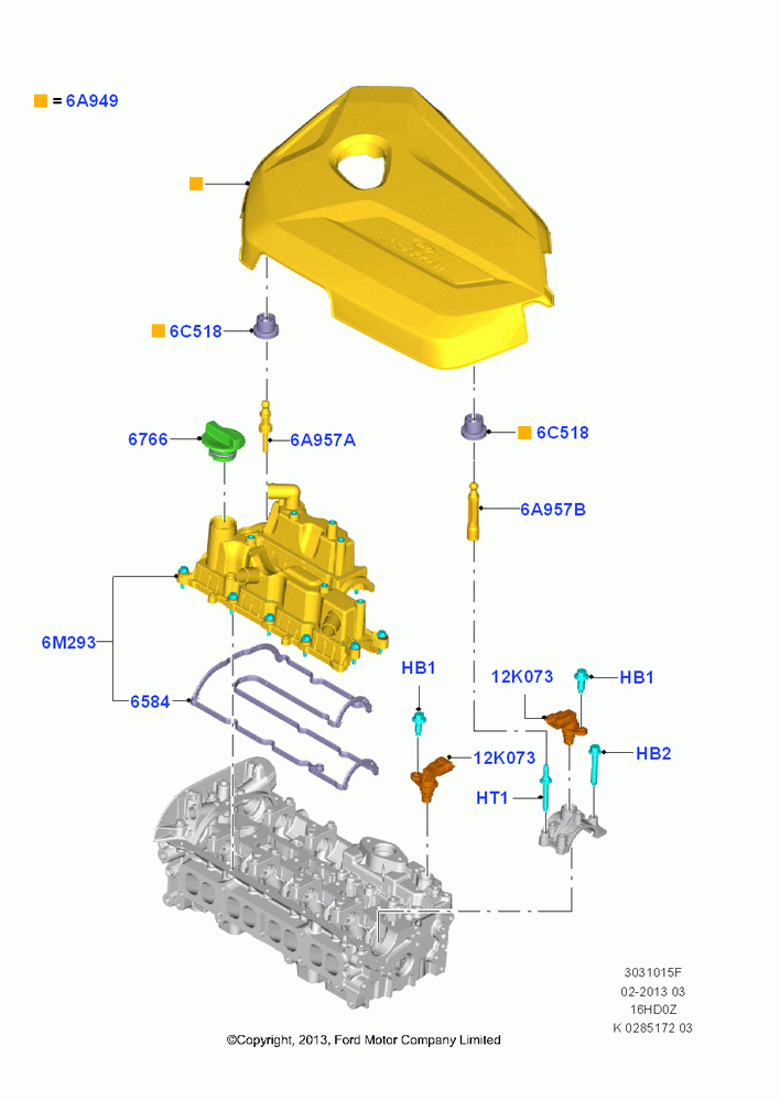 15F - Cylinder Head Cover, 1.6L EcoBoost SCTi 160/182PS-Sigma, (+)"CDN/PR/USA"; 04/NOV/2013