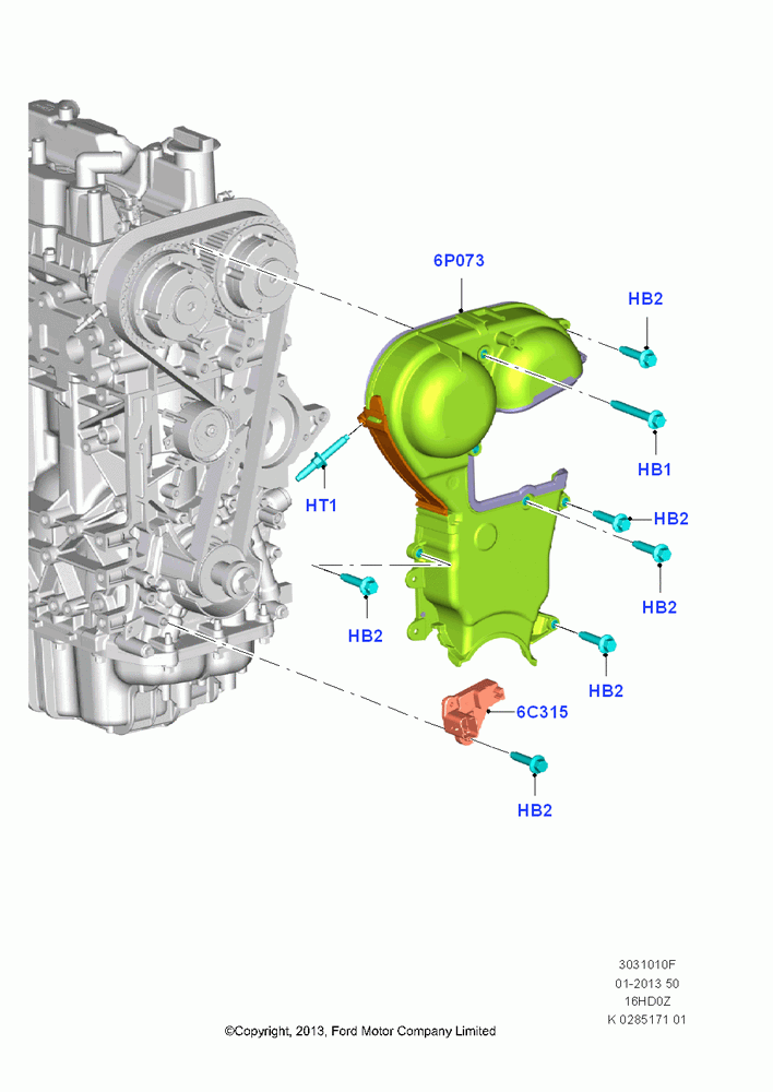 10F - Timing Gear Covers, 1.6L EcoBoost SCTi 160/182PS-Sigma, (+)"CDN/PR/USA"; 04/NOV/2013