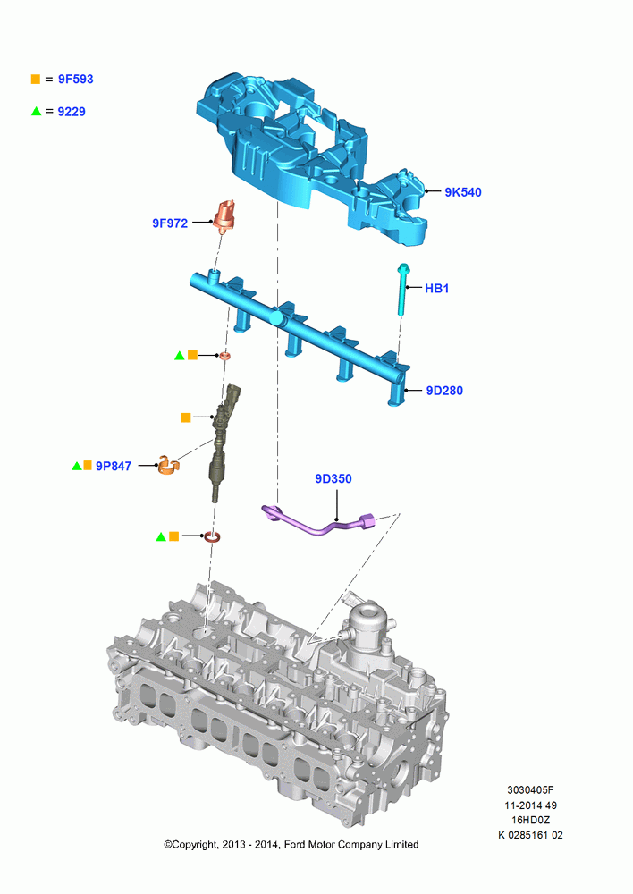05F - Fuel Injectors and Pipes, 1.6L EcoBoost SCTi 160/182PS-Sigma, (+)"CDN/PR/USA"; 04/NOV/2013