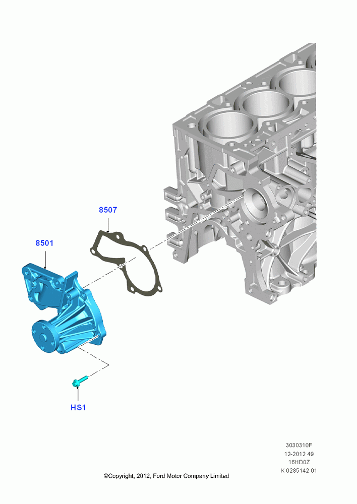 10F - Water Pump, 1.6L EcoBoost SCTi 160/182PS-Sigma, (+)"CDN/PR/USA"; 04/NOV/2013