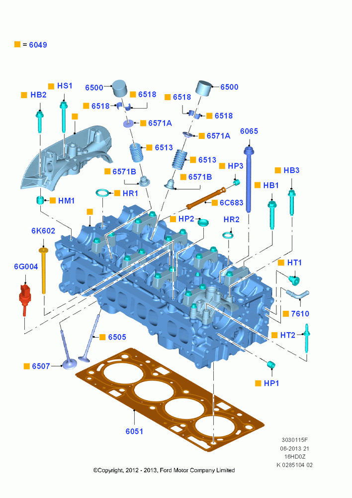15F - Cylinder Head, 1.6L EcoBoost SCTi 160/182PS-Sigma, (+)"CDN/PR/USA"; 04/NOV/2013