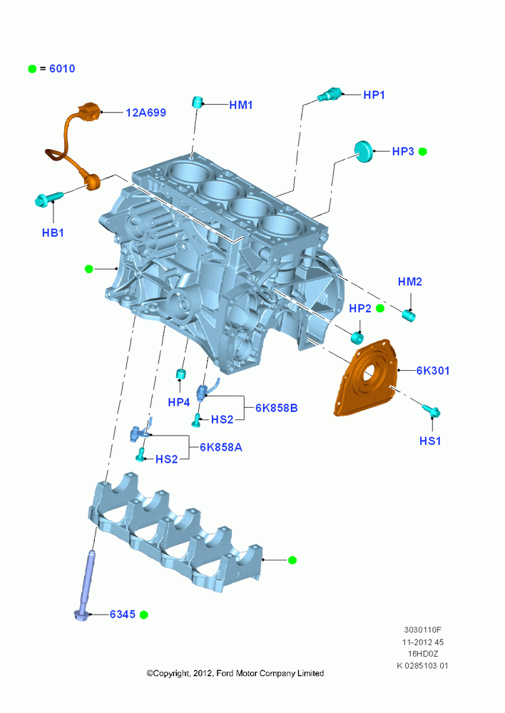 10F - Cylinder Block and Plugs, 1.6L EcoBoost SCTi 160/182PS-Sigma, (+)"CDN/PR/USA"; 04/NOV/2013