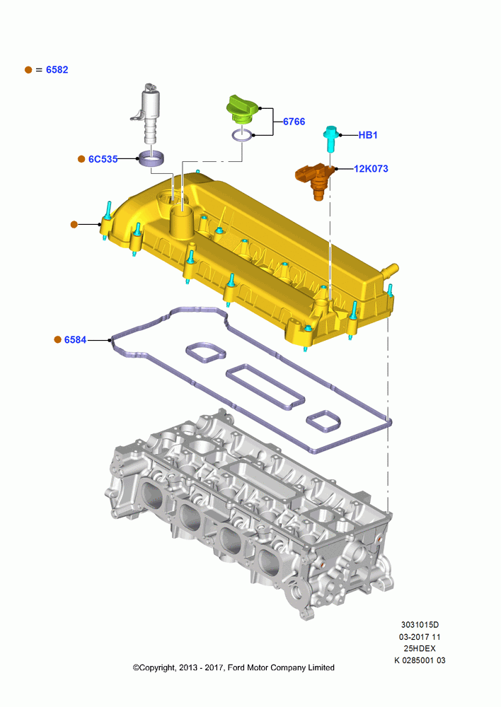 15D - Cylinder Head Cover, 2.5L Duratec (110kW/150PS), (+)"CDN/PR/USA"; 30/SEP/2013
