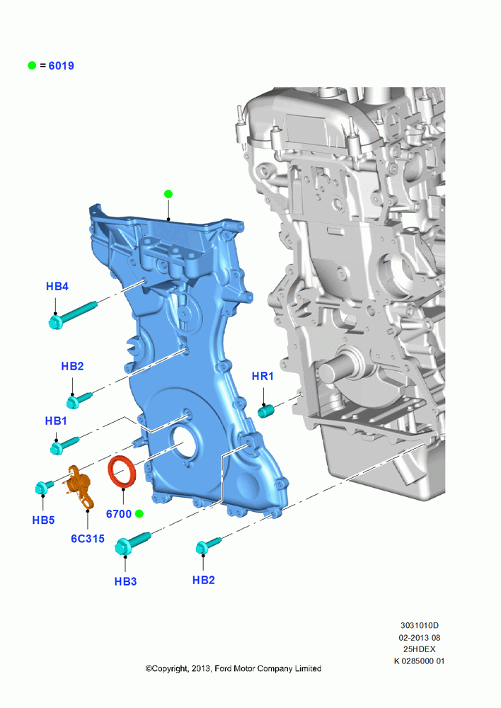 10D - Timing Gear Covers, 2.5L Duratec (110kW/150PS), (+)"CDN/PR/USA"; 30/SEP/2013