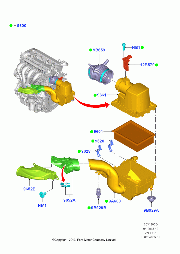 05D - Air Cleaner, 2.5L Duratec (110kW/150PS), (+)"CDN/PR/USA"; 30/SEP/2013