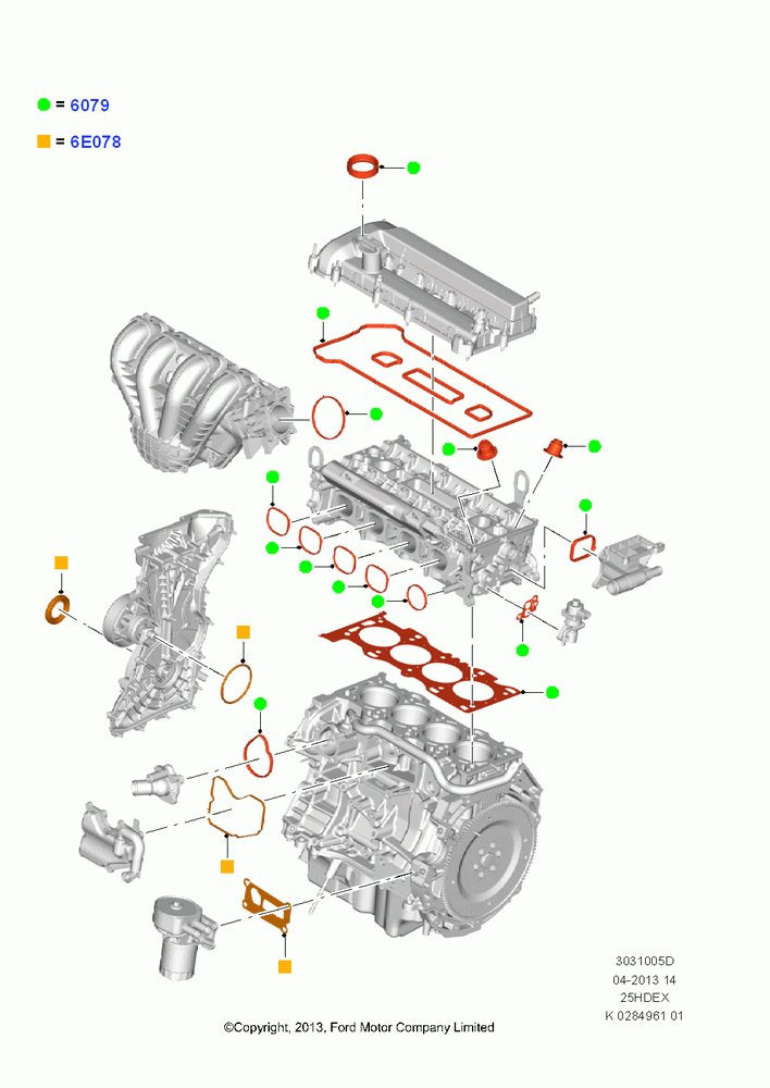 05D - Engine Gasket Kits, 2.5L Duratec (110kW/150PS), (+)"CDN/PR/USA"; 30/SEP/2013