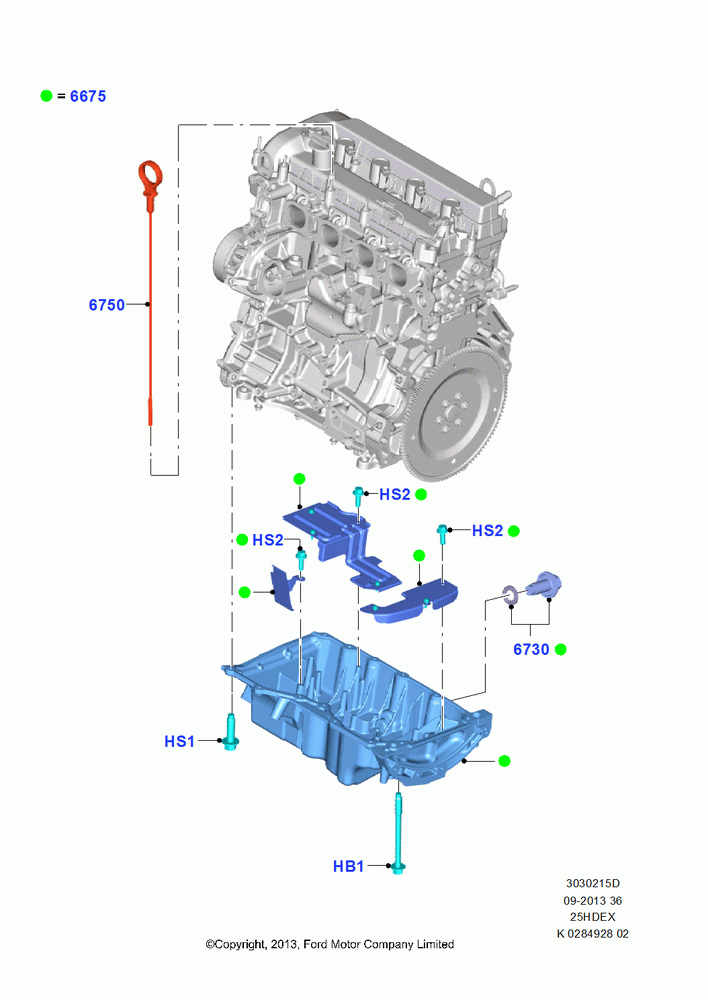 15D - Oil Pan/Oil Level Indicator, 2.5L Duratec (110kW/150PS), (+)"CDN/PR/USA"; 30/SEP/2013