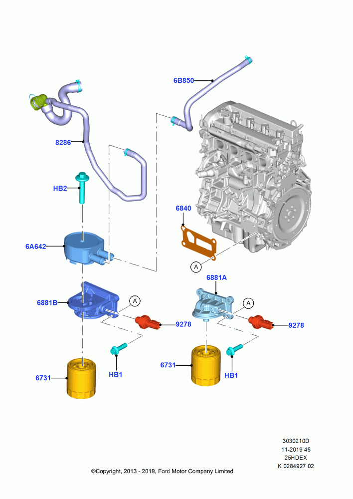10D - Oil Cooler and Filter, 2.5L Duratec (110kW/150PS), (+)"CDN/PR/USA"; 30/SEP/2013