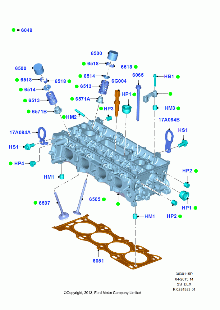15D - Cylinder Head, 2.5L Duratec (110kW/150PS), (+)"CDN/PR/USA"; 30/SEP/2013