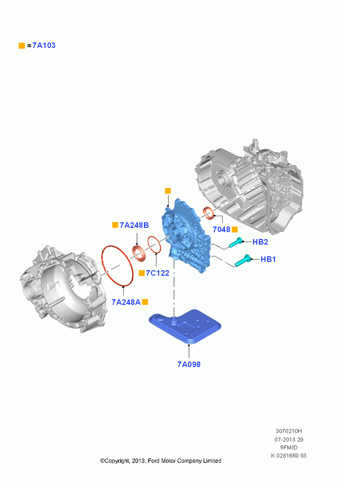 10H - Transmission Pump Assy, 1.6L EcoBoost SCTi 160/182PS-Sigma, 2.5L Duratec (110kW/150PS), 6 Speed Auto Trans 6F Mid-Range, (+)"CDN/PR/USA"; 30/SEP/2013